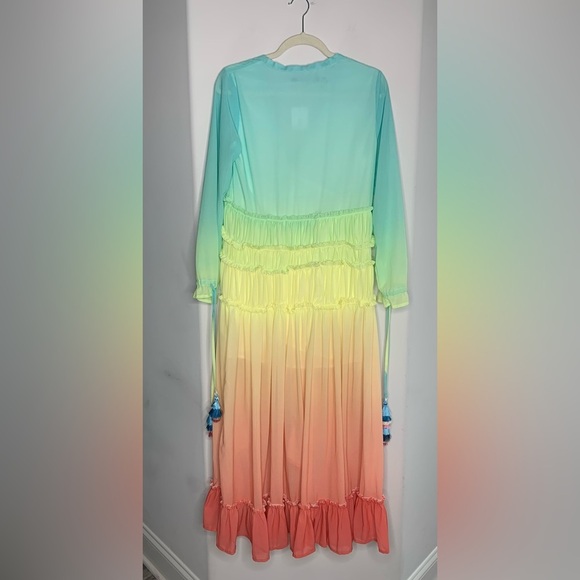 Linjia Shop High Low Ruffled Rainbow Colorful Boho Maxi Dress - Picture 9 of 9